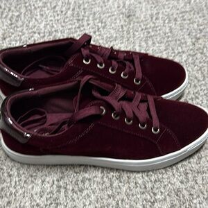 Burgundy Velvet Sneakers